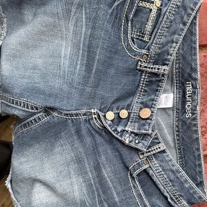 Maurices Women's Faded Blue Distressed Denim Shorts